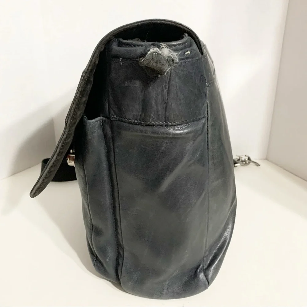 Mulberry Leather Messenger Bag Adjustable Webbing Strap Silver Tone Hardware